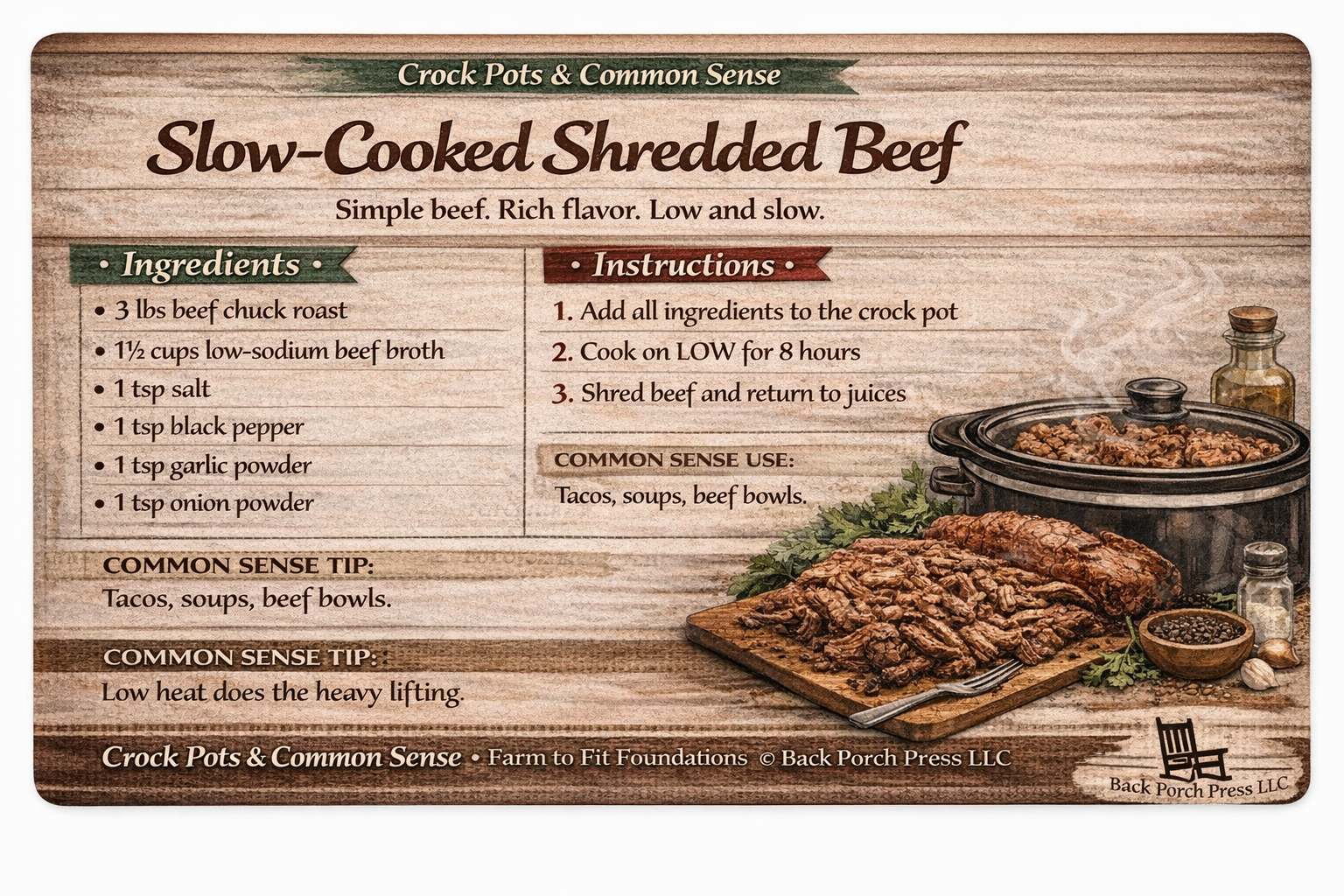 Slow‑Cooked Shredded Beef